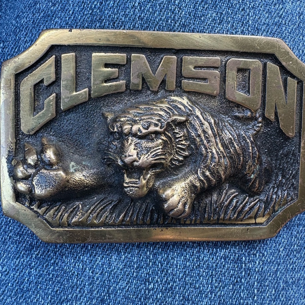 Clemson Brass Belt Buckle